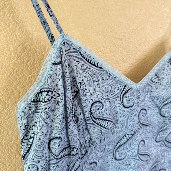 Tommy Hilfiger Y2K Slip Midi Dress Womens Size 8 Blue Paisley Empire Waist - Picture 4 of 13